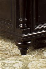Turned feet and pilasters are features in this collection