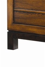The Bali Sun-Drenched Sienna Wood Finish is Highlighted with Beautiful Rich Walnut Parsons Legs