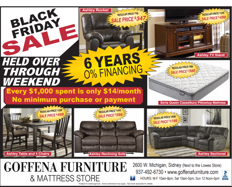Sidney Columbus Fort Wayne Dayton Lima Ohio Goffena Black Friday