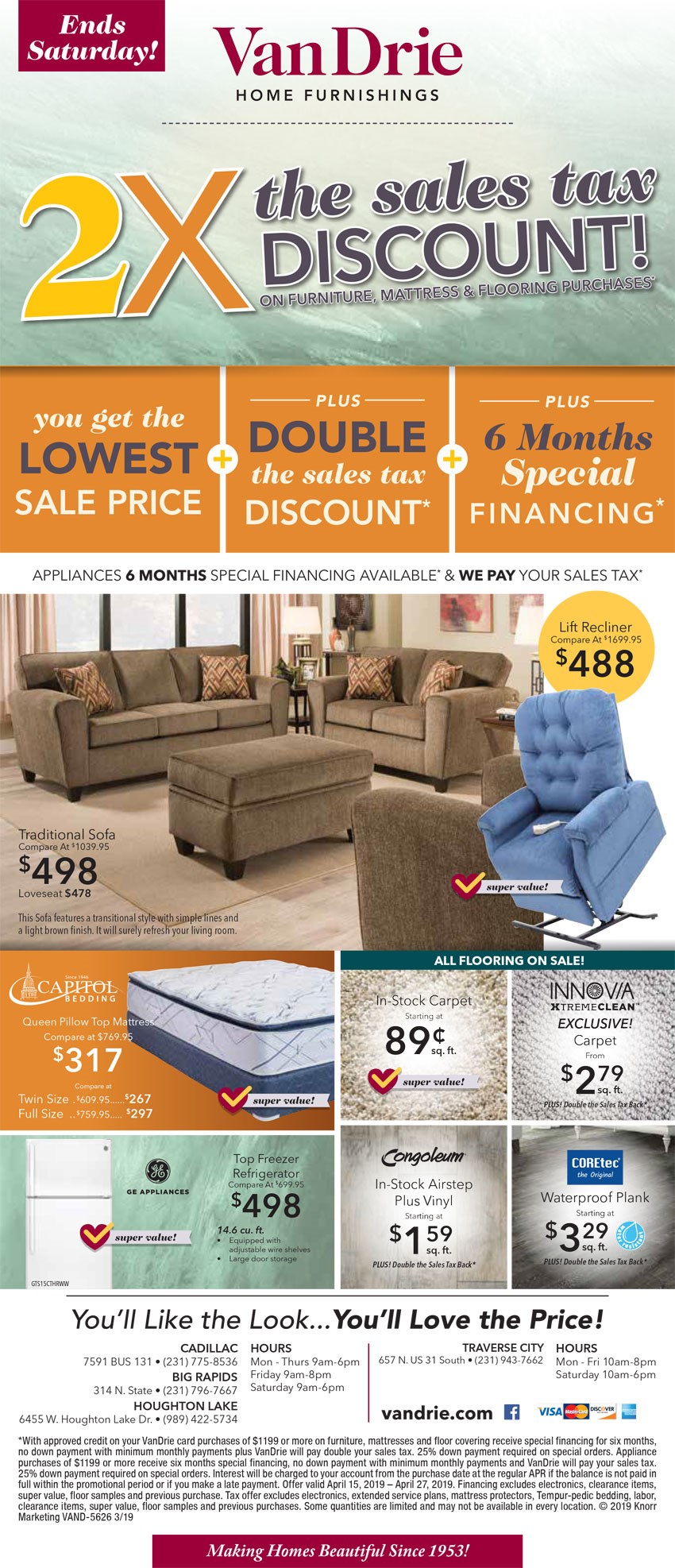 Michigan Furniture Vandrie Home Furnishings Cadillac Double The Tax