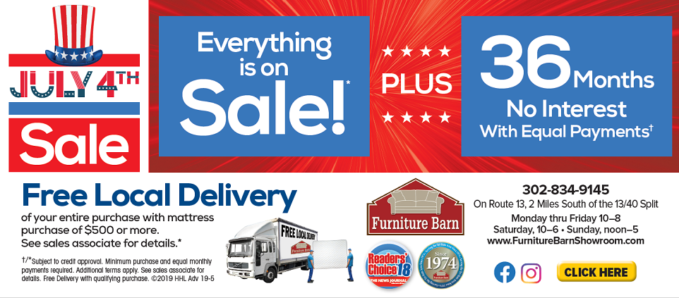 Furniture Barn Proudly Serving Pennsville Bear Newark Hockessin July 4th 2019