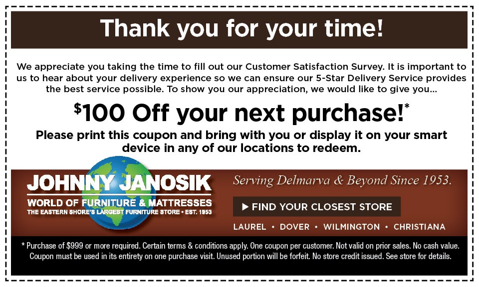 Promotions at Johnny Janosik Delaware, Maryland, Virginia, Delmarva