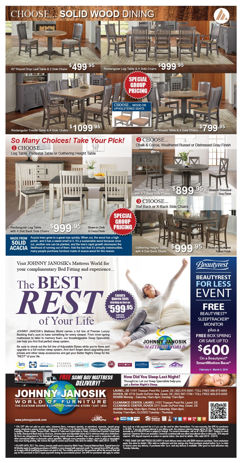 Furniture Deals | Johnny Janosik | Delaware, Maryland, Virginia