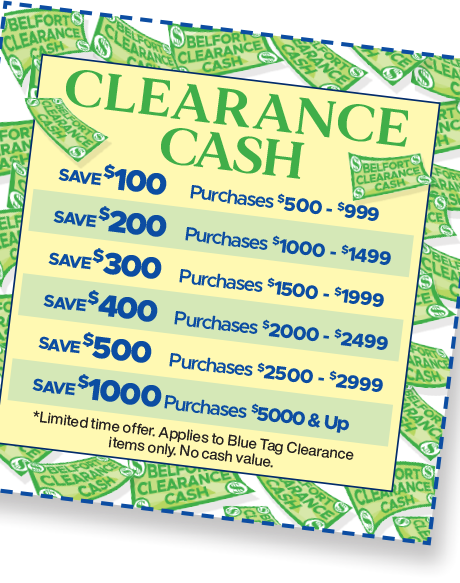 SAVE MORE with Clearance Cash, Valid on Blue Tag Items