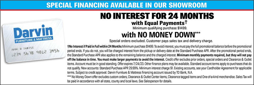 Credit and Financing | Orland Park, Chicago, IL | Darvin Furniture