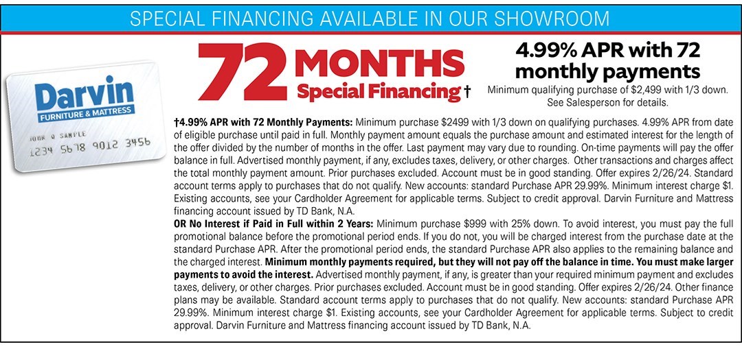 Credit and Financing Orland Park, Chicago, IL Darvin Furniture