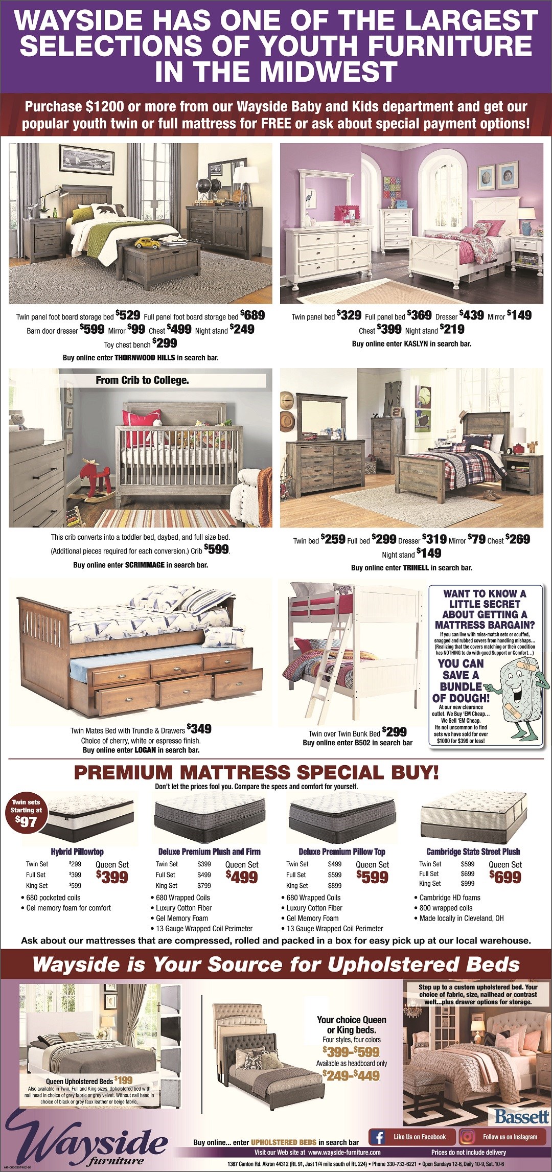 Furniture Deals Wayside Akron Cleveland Canton Youth Bedroom Sets Cribs Twin Beds Full Mates Bed With Trundle