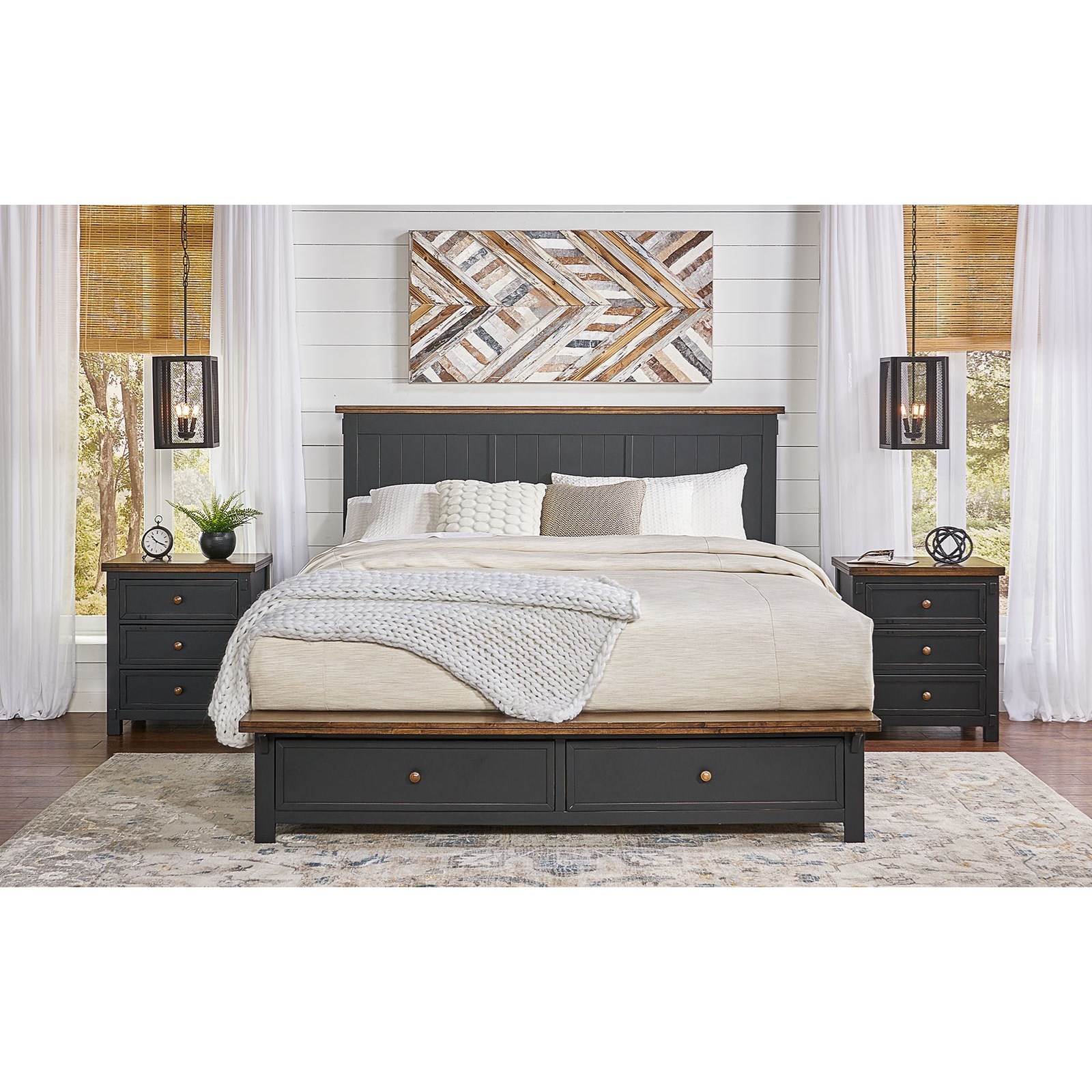 Aamerica Stormy Ridge Rustic Queen Storage Bed Conlin S Furniture Platform Beds Low Profile Beds