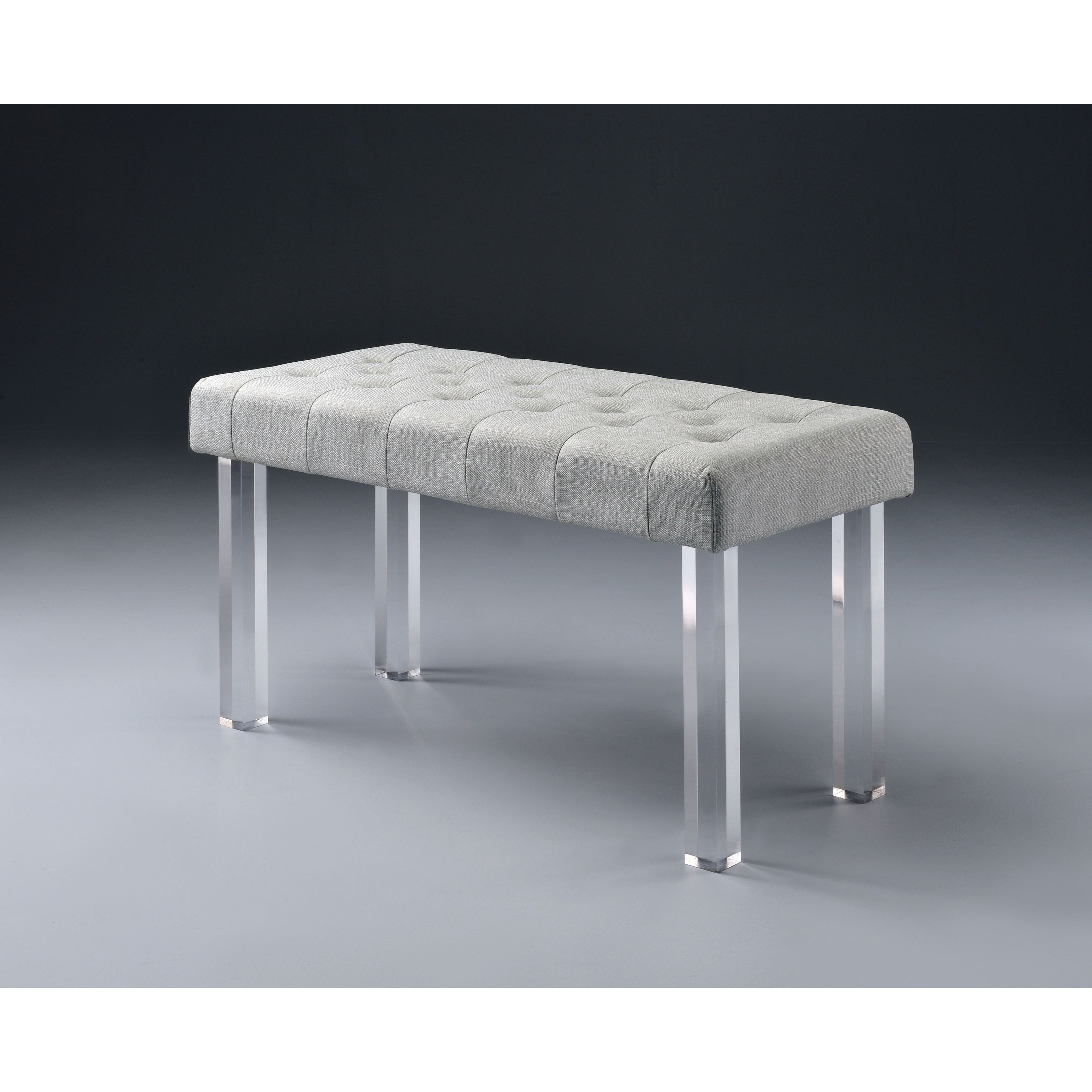 Acme Furniture Bagley Glam Bench With Tufted Seat And Clear Acrylic Legs A1 Furniture Mattress Upholstered Benches