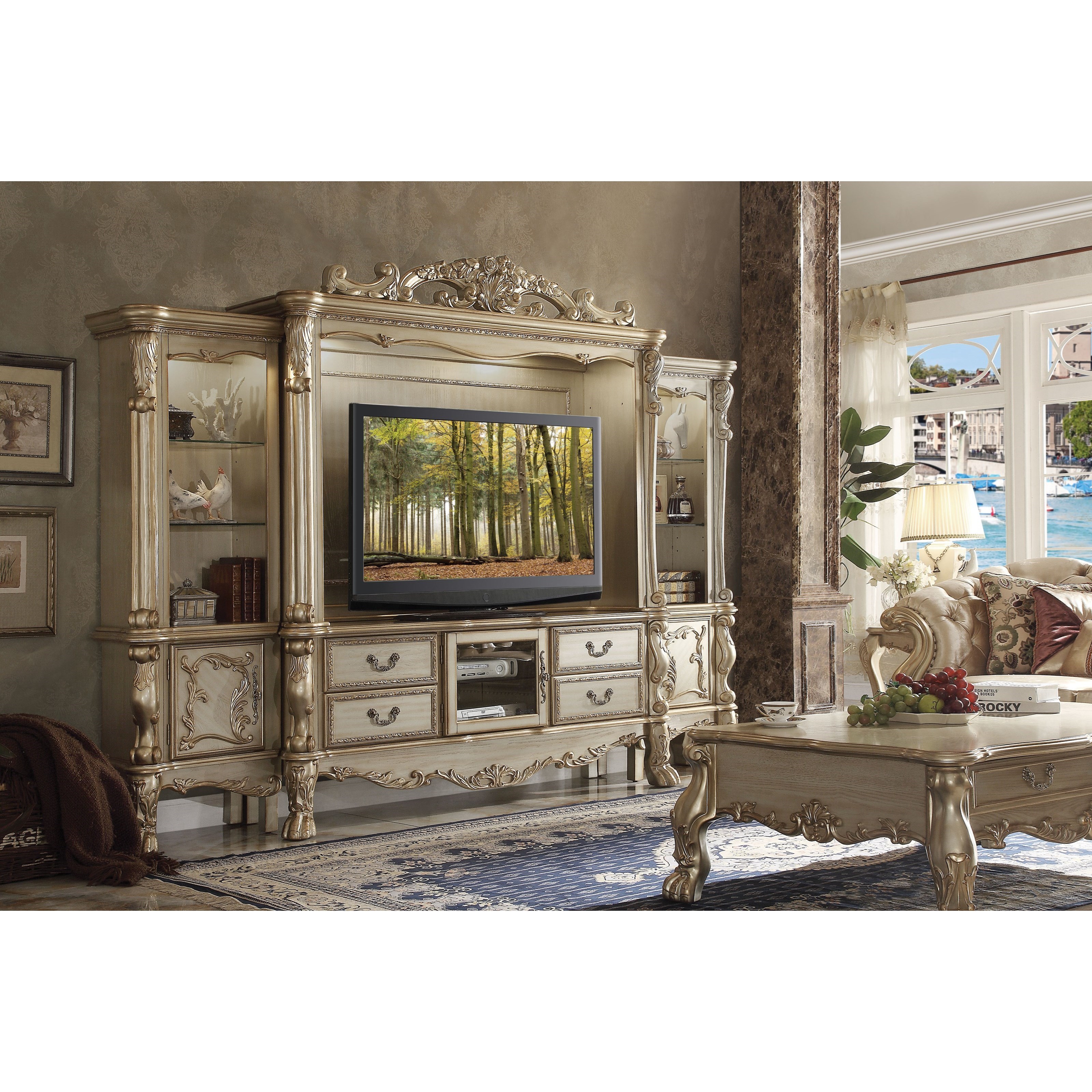 Acme Furniture Dresden 91333 Traditional European Style Carved Wood TV