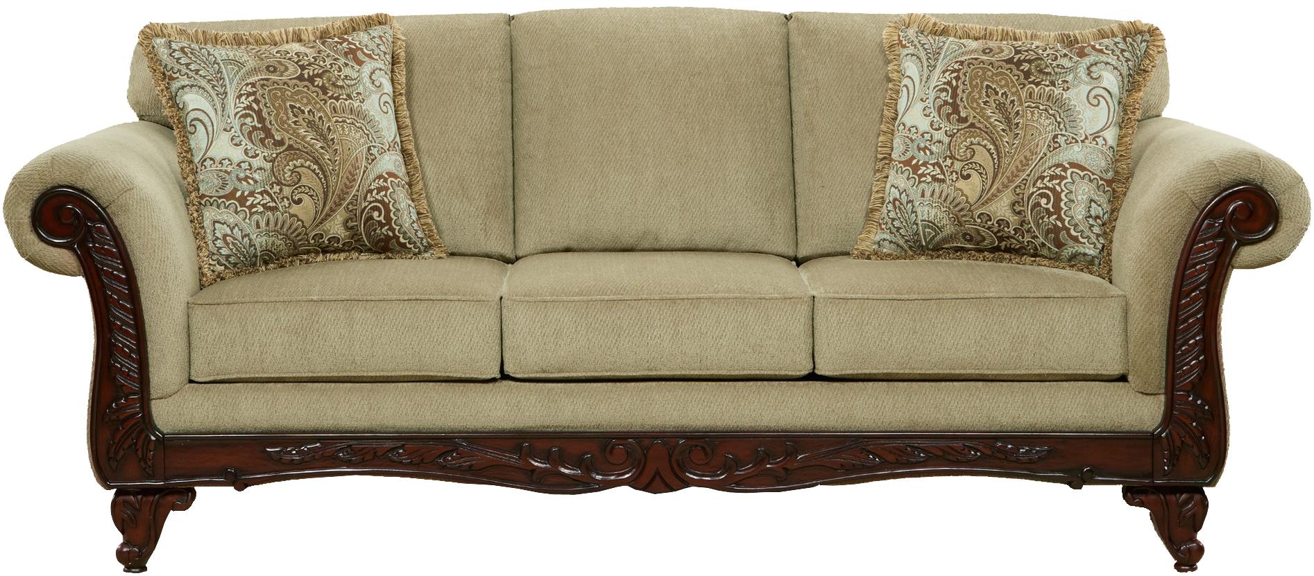 Affordable Furniture 8500 Traditional Sofa With Exposed Wood Rolled Traditional Sofa