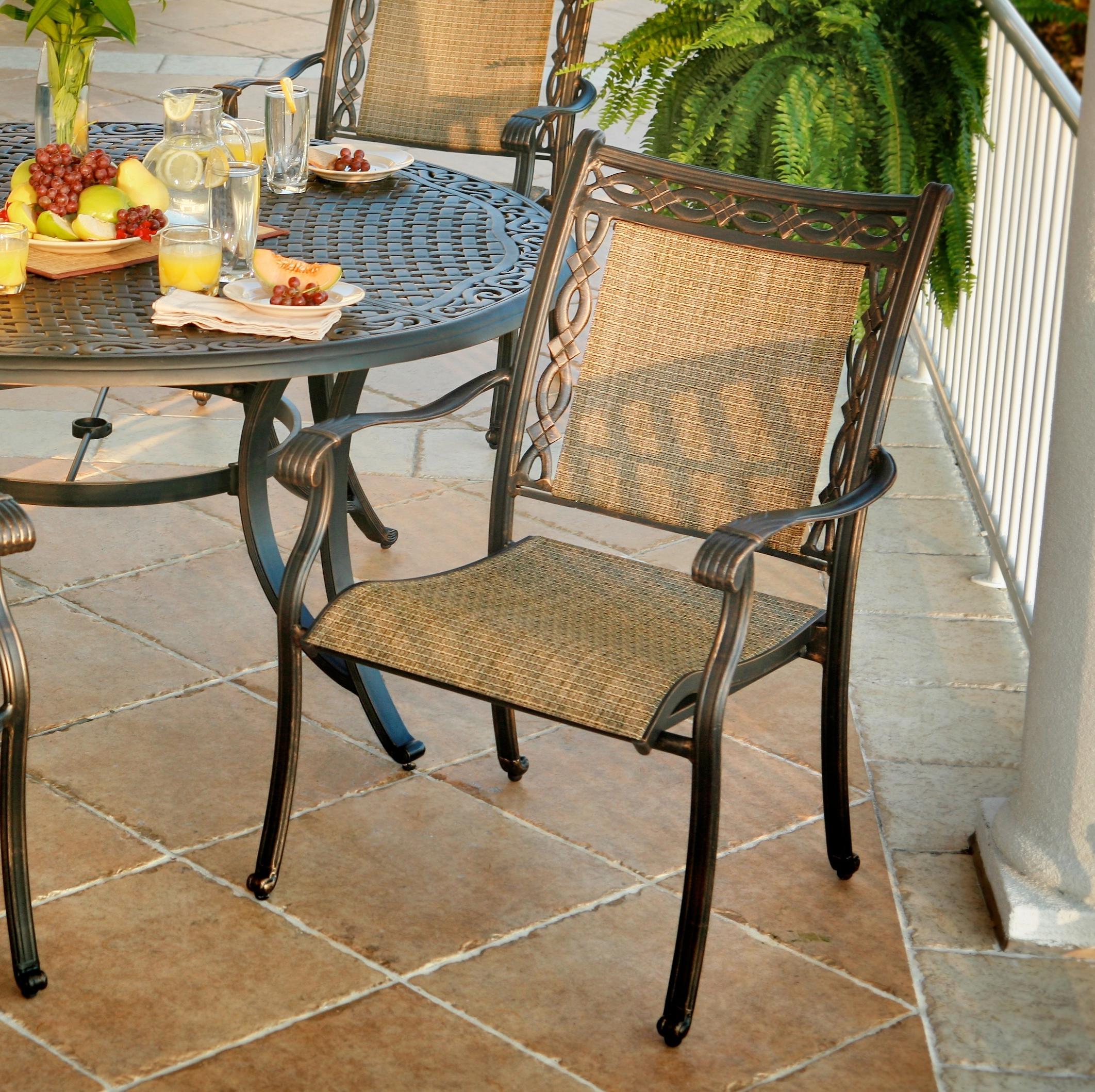 Agio Ashmost Cast Aluminum Sling Dining Chair with Woven Seat and Back