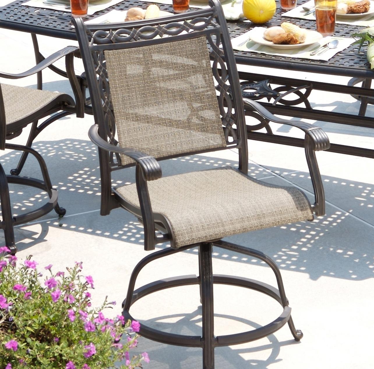 Agio Ashmost Cast Aluminum Sling Balcony Swivel Chair with Woven Seat