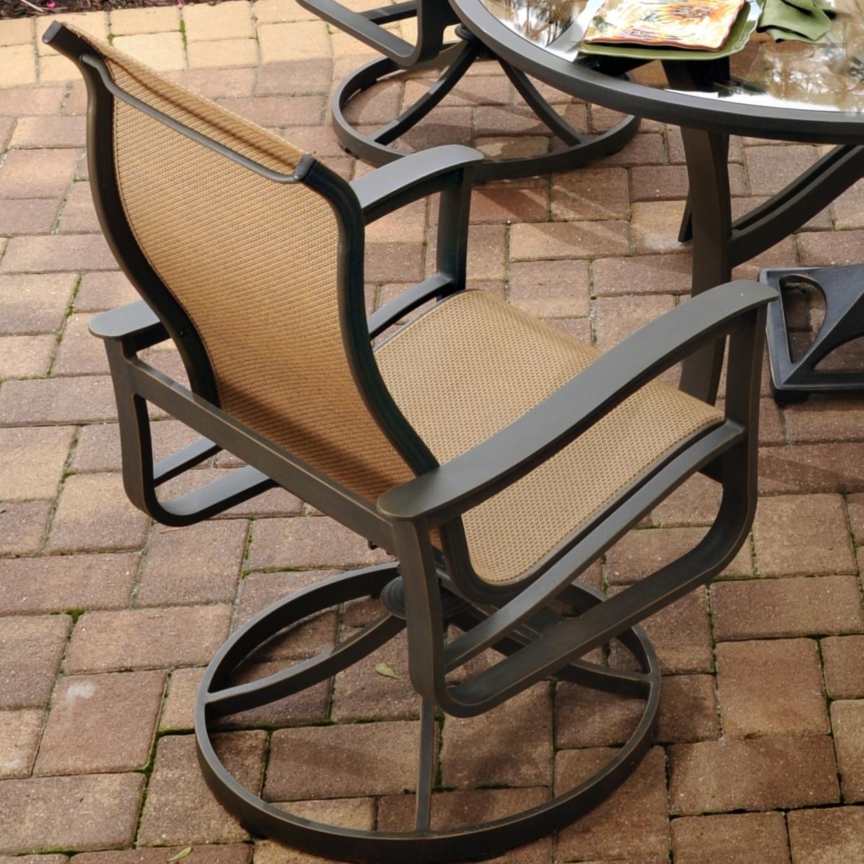 Agio Majorca Outdoor Sling Swivel Rocker with Inserted Woven Sunbrella