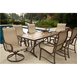 Agio Sullivan Dining Set With 6 Arm Chairs And Umbrella Agio Sullivan Dining Set With 6 Arm Chairs