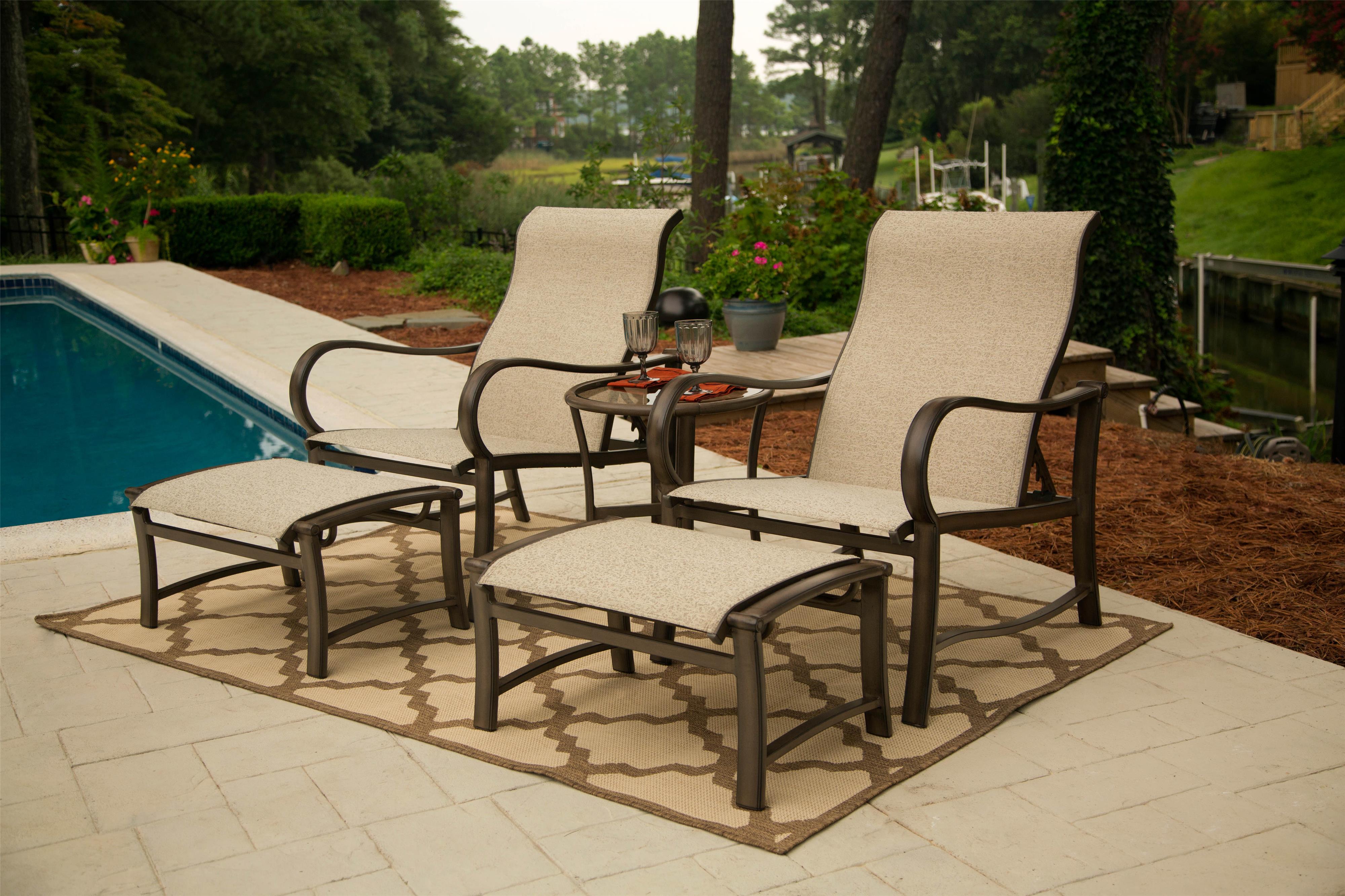 Apricity Outdoor Sullivan Half Chaise and Ottoman Set with Curved Track