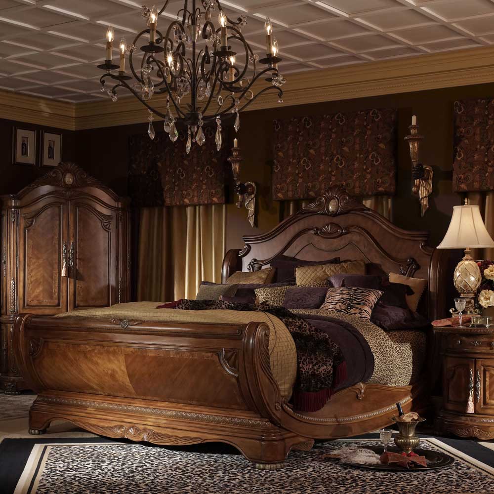 Michael Amini Cortina N65000qsl 28 Queen Traditional Cherry Sleigh Michael Amini Cortina Queen Sleigh Bed Item Number 65011