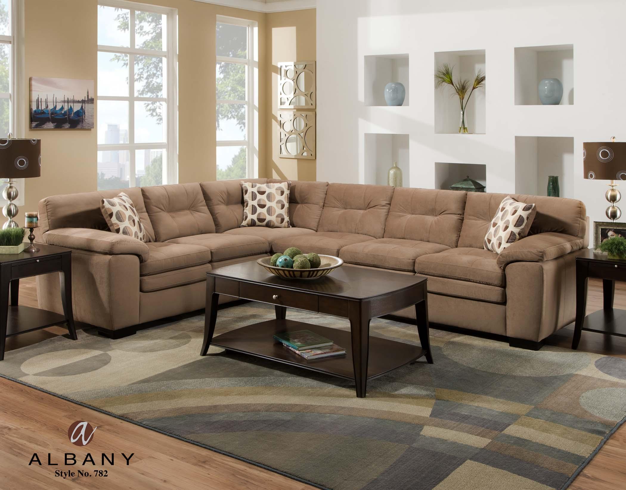 Albany 782 Casual Two Piece Sectional Sofa with Button Tufting A1