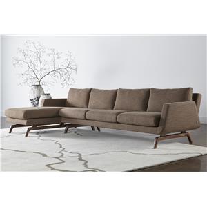 American Leather Nash Contemporary Sectional With Right Arm Chaise And Solid Walnut Legs Jacksonville Furniture Mart Sectional Sofas