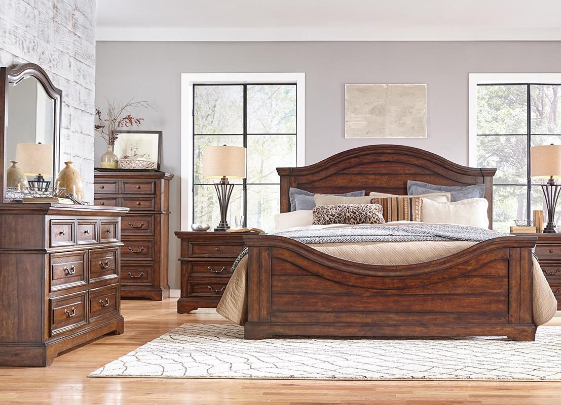 American Woodcrafters Stonebrook Tobacco Queen Bedroom ...