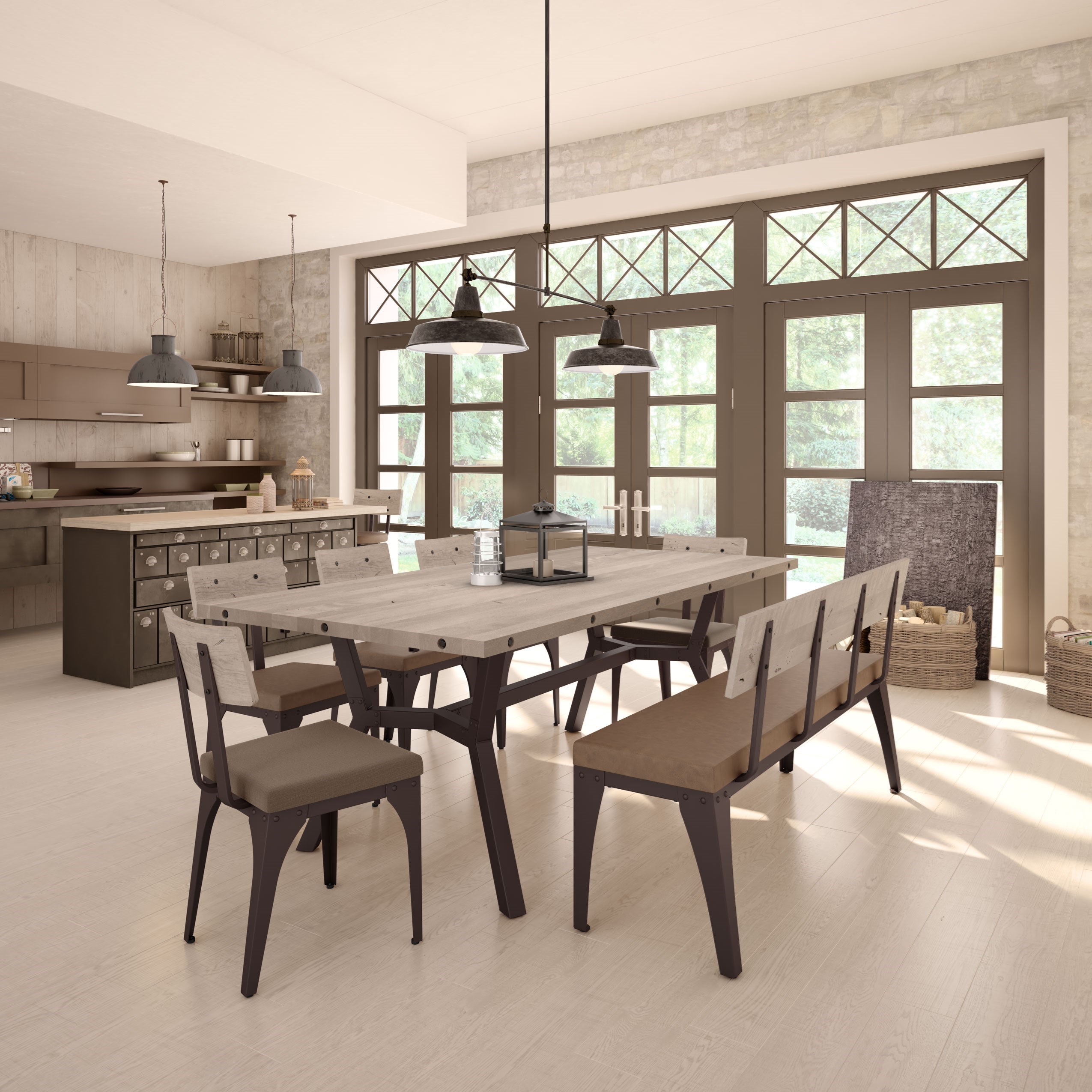Amisco Industrial Customizable Southcross Dining Table Set ...