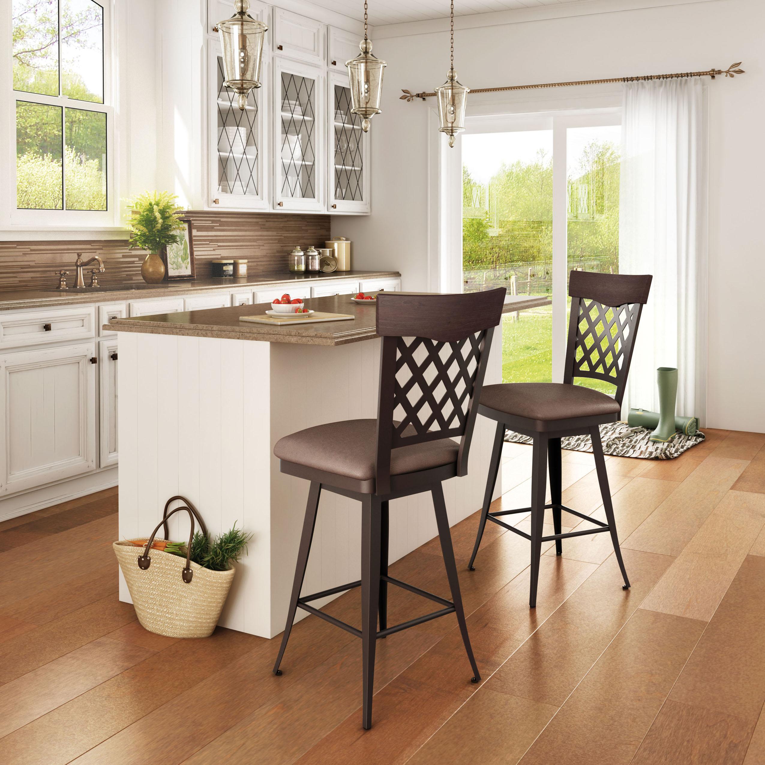 Amisco Stools Cottage Wicker Bar Stool with Wood Accent Belfort