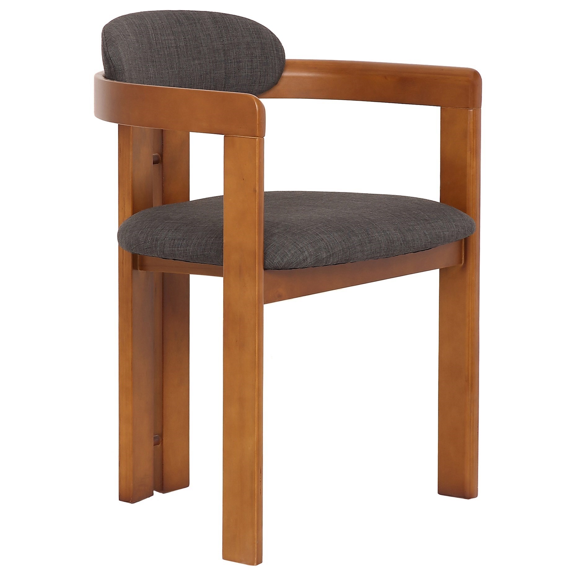 Jazmin Contemporary Dining Chair in Walnut Wood Finish with Charcoal Fabric Set of 2 Sadler