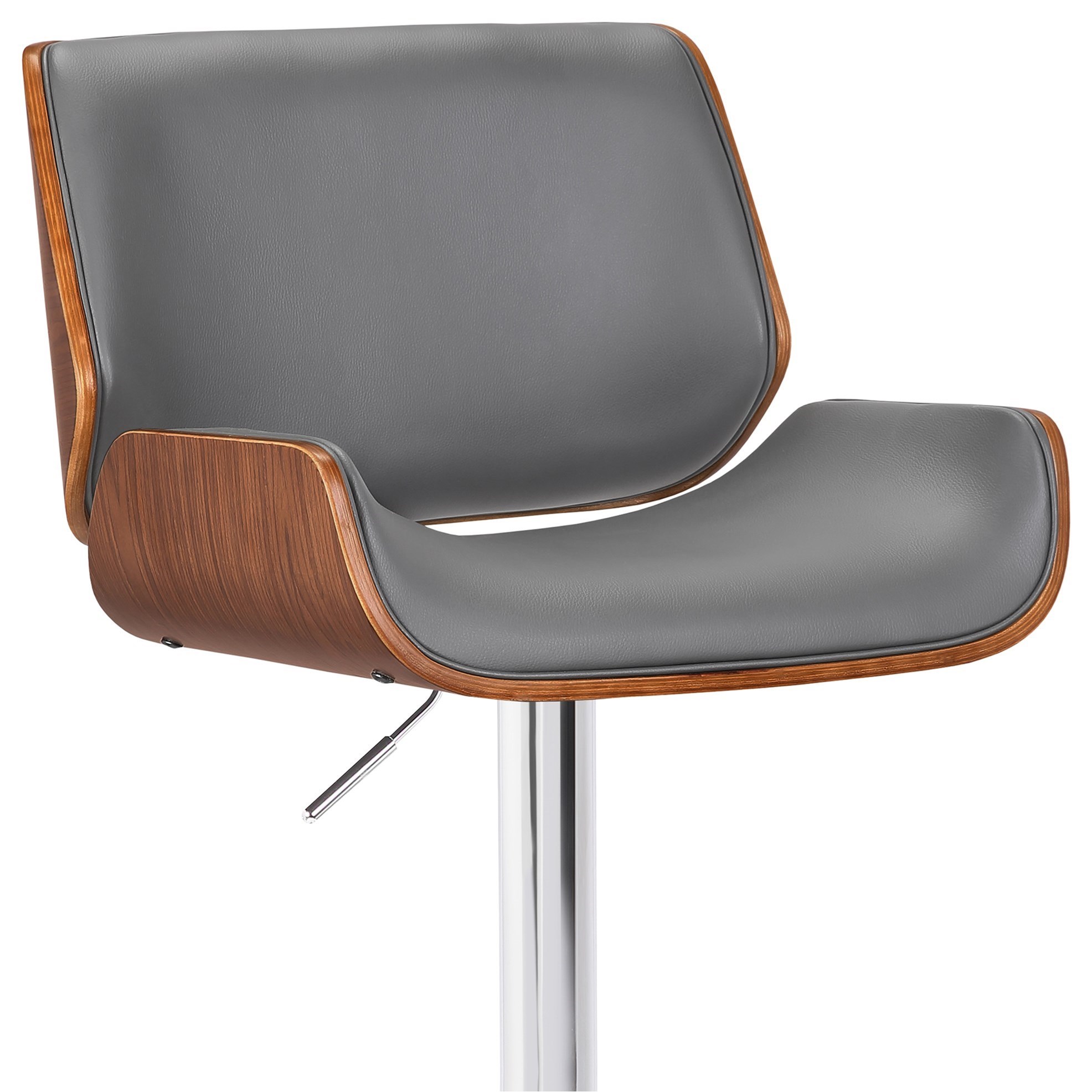London Contemporary Swivel Bar Stool with Gray Faux Leather Sadler's Home Furnishings Bar Stools