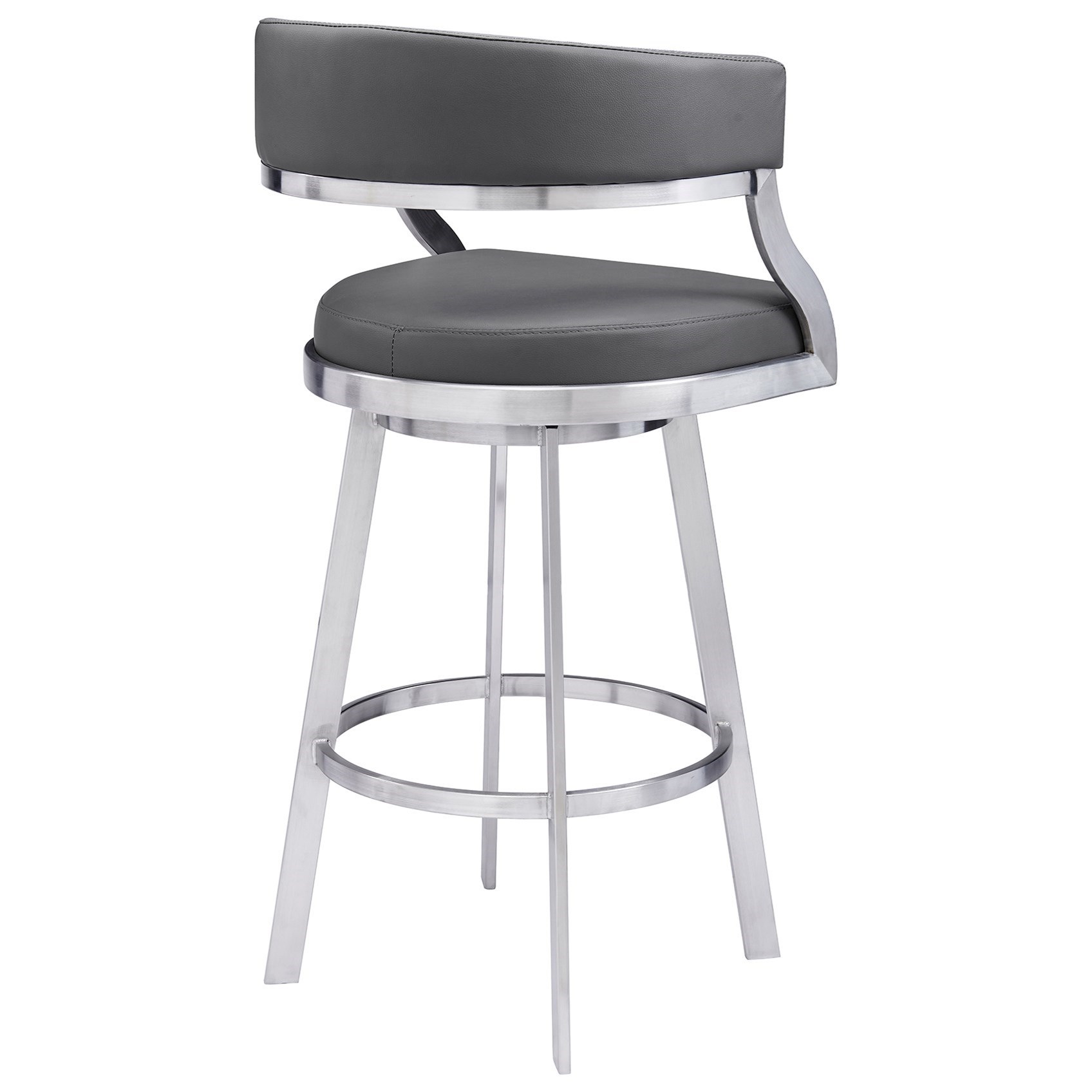 Saturn Modern 26" Counter Height Barstool in Brushed Stainless Steel