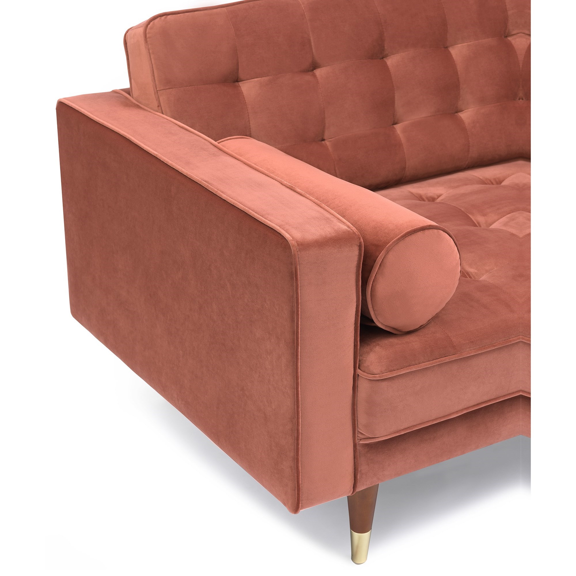 Somerset Velvet Mid Century Modern Loveseat with Bench Seat Sadler's