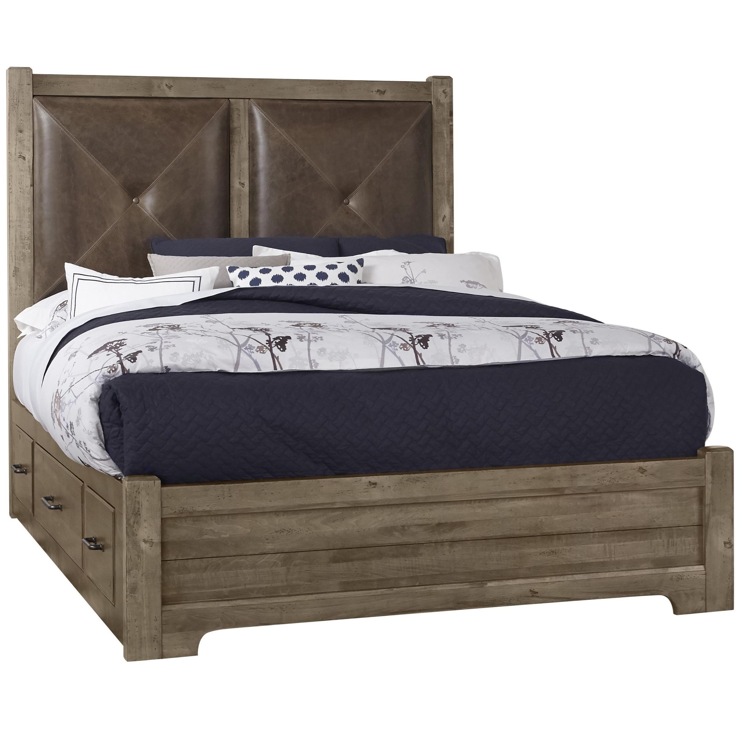 Cool Rustic Solid Wood Queen Leather Headboard Bed With Double Side Storage By Post At Dunk Bright Furniture