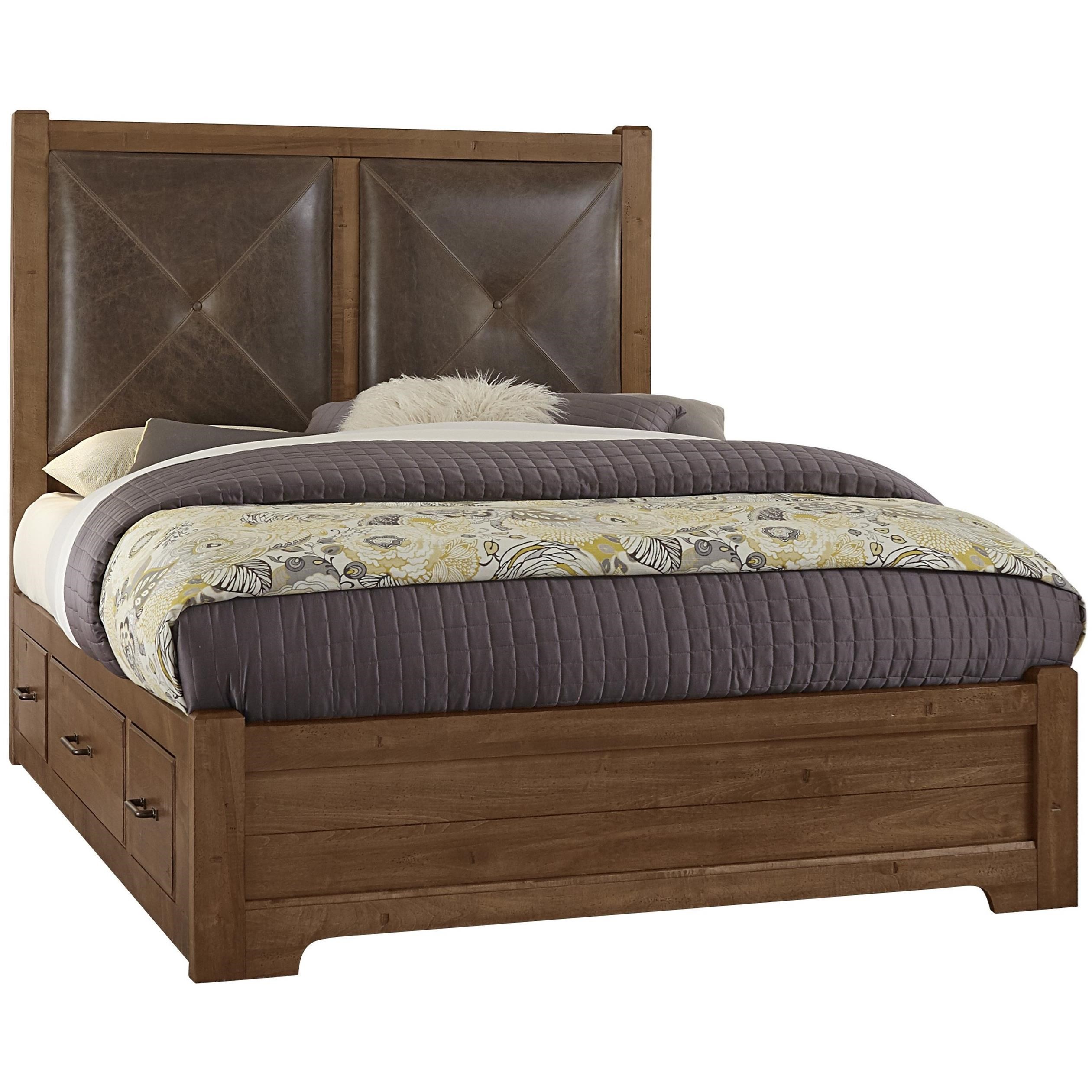 Artisan Post Cool Rustic Solid Wood Queen Leather Headboard Bed
