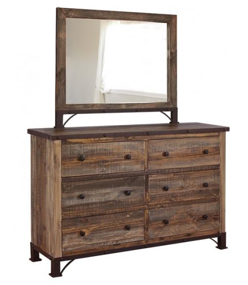 International Furniture Direct 900 Antique Rustic 6 Drawer Dresser And Mirror Dunk Bright Sets Drawer Dresser And Mirror
