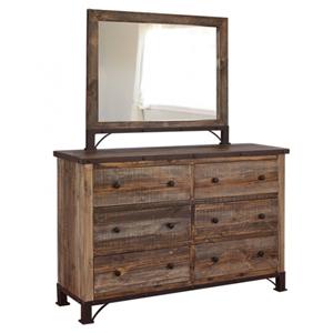 International Furniture Direct 900 Antique Dresser and Mirror
