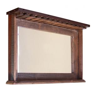 International Furniture Direct 900 Antique Bar Mirror with Cup Holders and Shelf