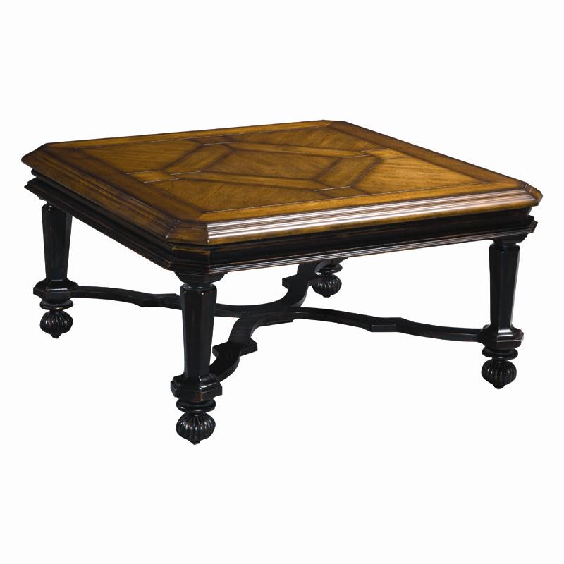 Aspenhome Cortona Two Tone Square Cocktail Table With Stretcher Fisher Home Furnishings Cocktail Or Coffee Table