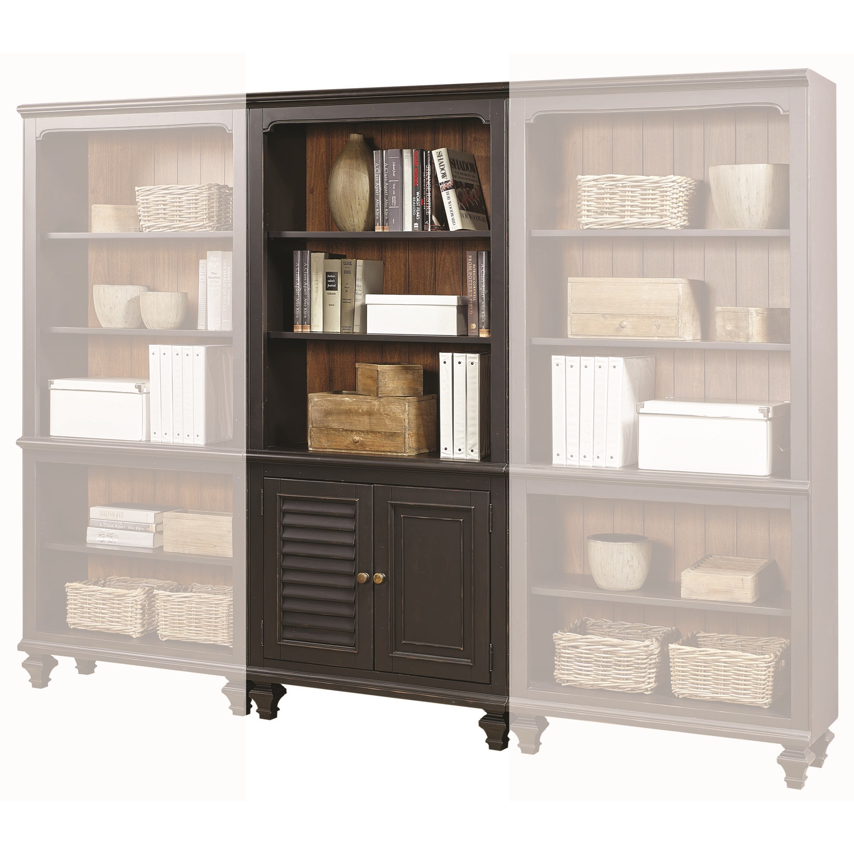 Aspenhome Ravenwood Bookcase with 2 Reversible Panel Doors and 3
