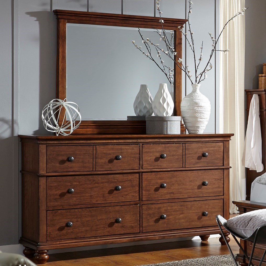 Aspenhome Oxford I07 453 462 Wbr Transitional 6 Drawer Dresser And Mirror Set With Cedar And Felt Lining Baer S Furniture Dresser Mirror Sets
