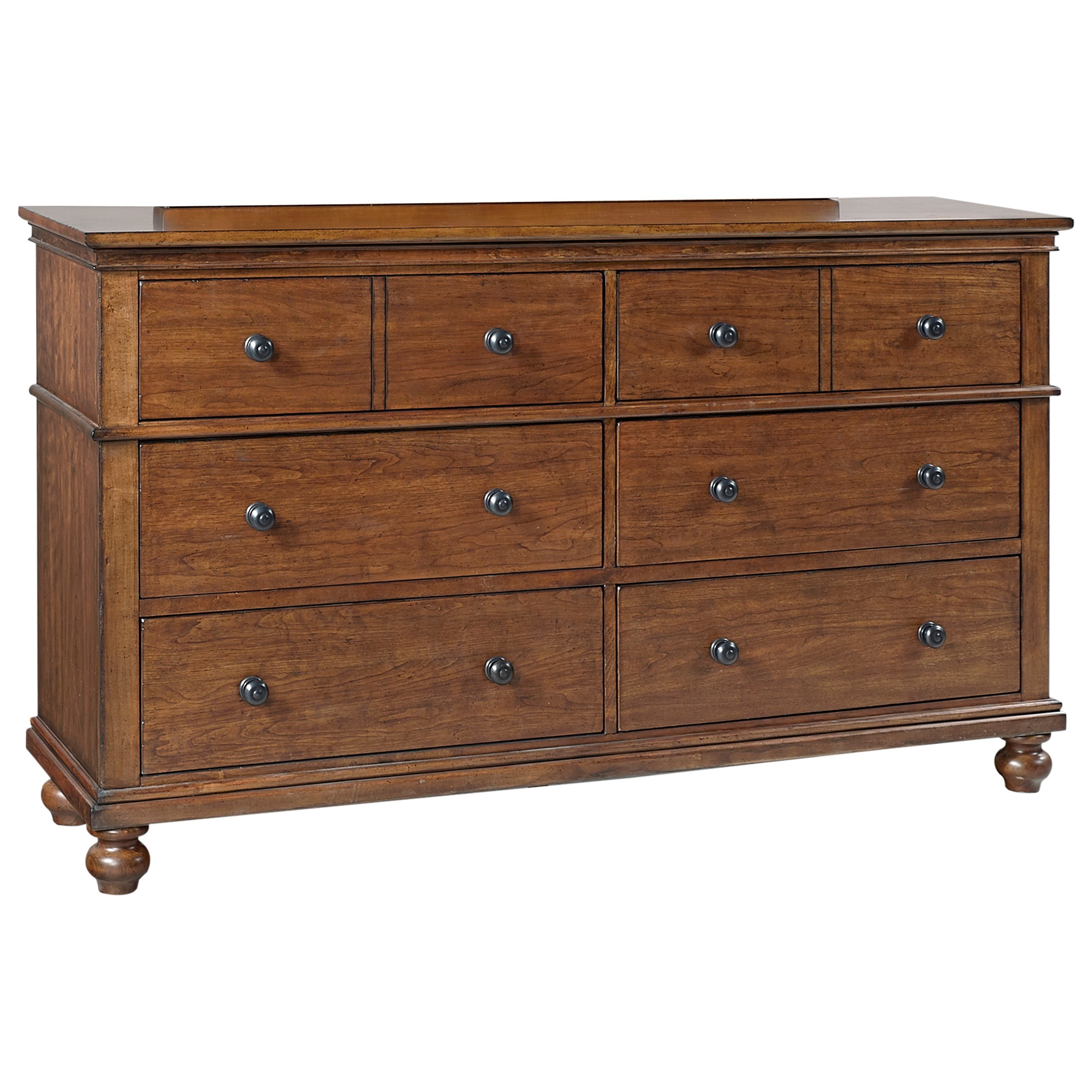 Landon Whiskey Brown Transitional 6 Drawer Dresser With Felt And