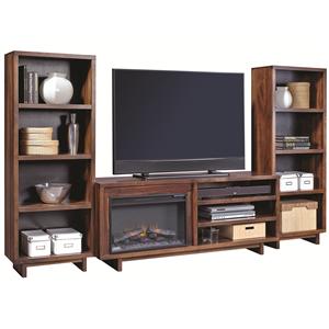Aspenhome Walnut Heights 65" Fireplace Console with Piers