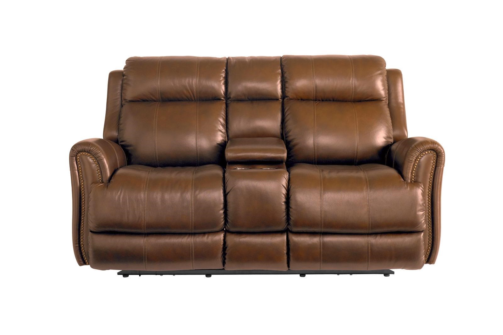 Bassett Marquee BASF3707PC42U Umber Leather Console Power Reclining