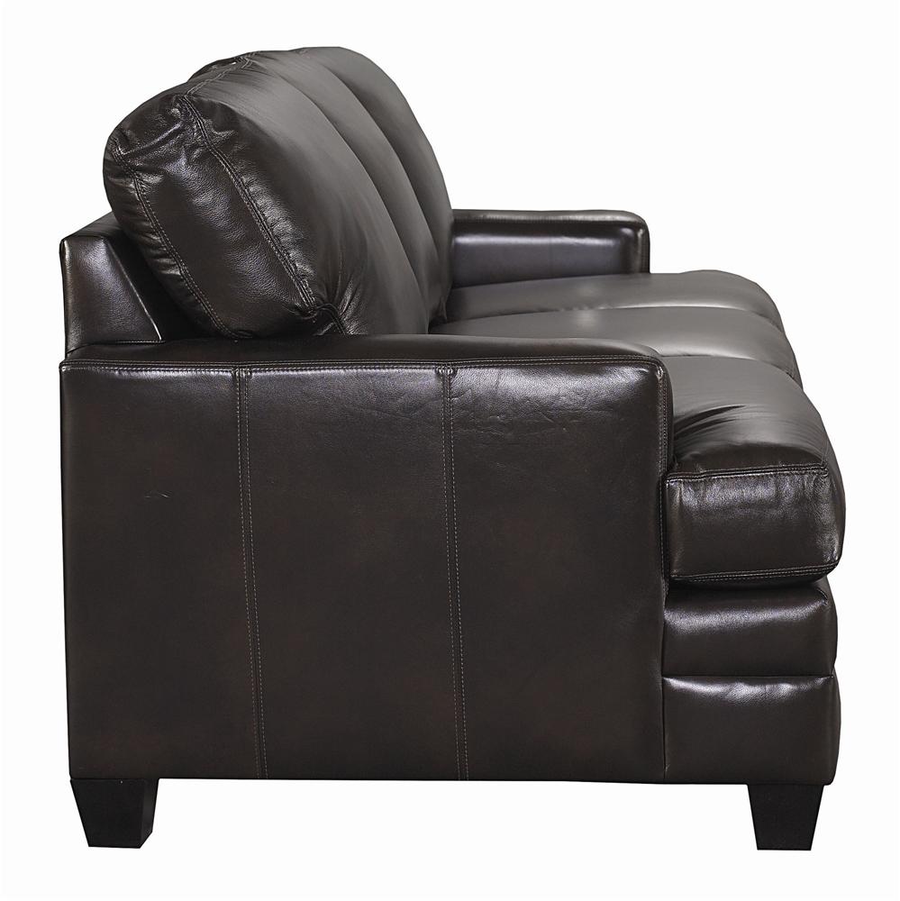 Bassett CU.2 384872UL Upholstered Stationary Leather Sofa Hudson's