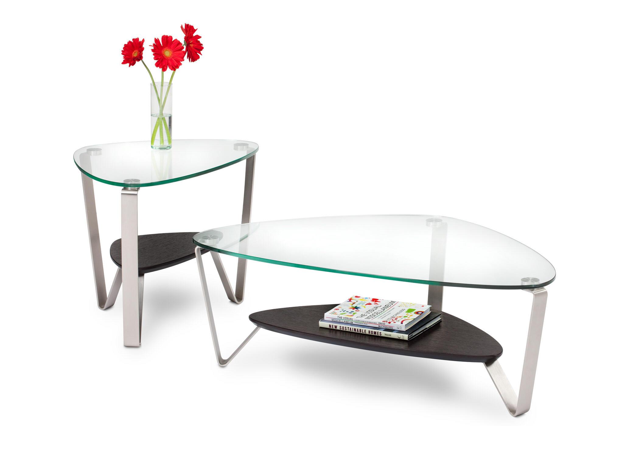 BDI Dino Small Triangular Cocktail Table with Glass Top Belfort