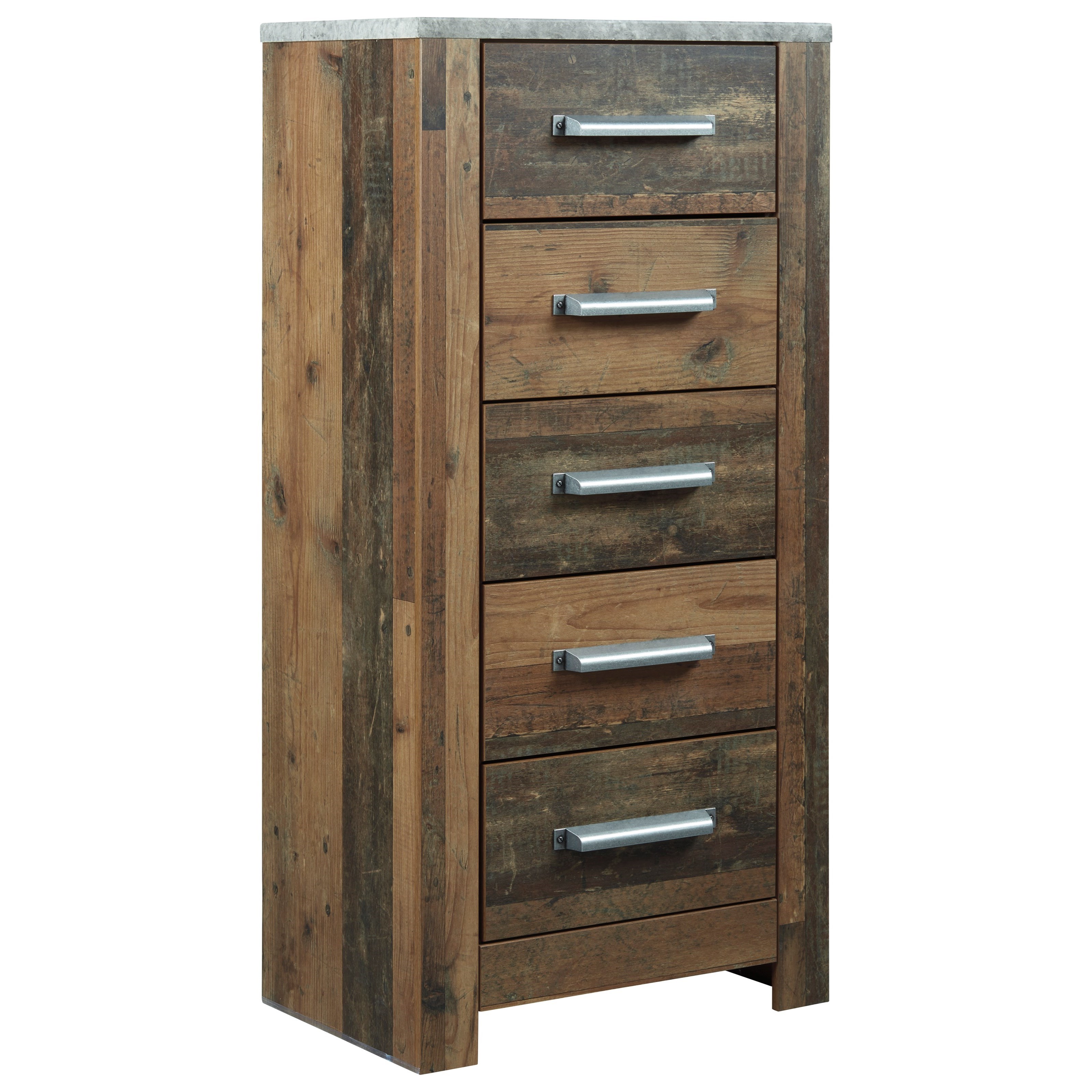 Benchcraft Chadbrook Rustic Narrow Chest With Concrete Look Top