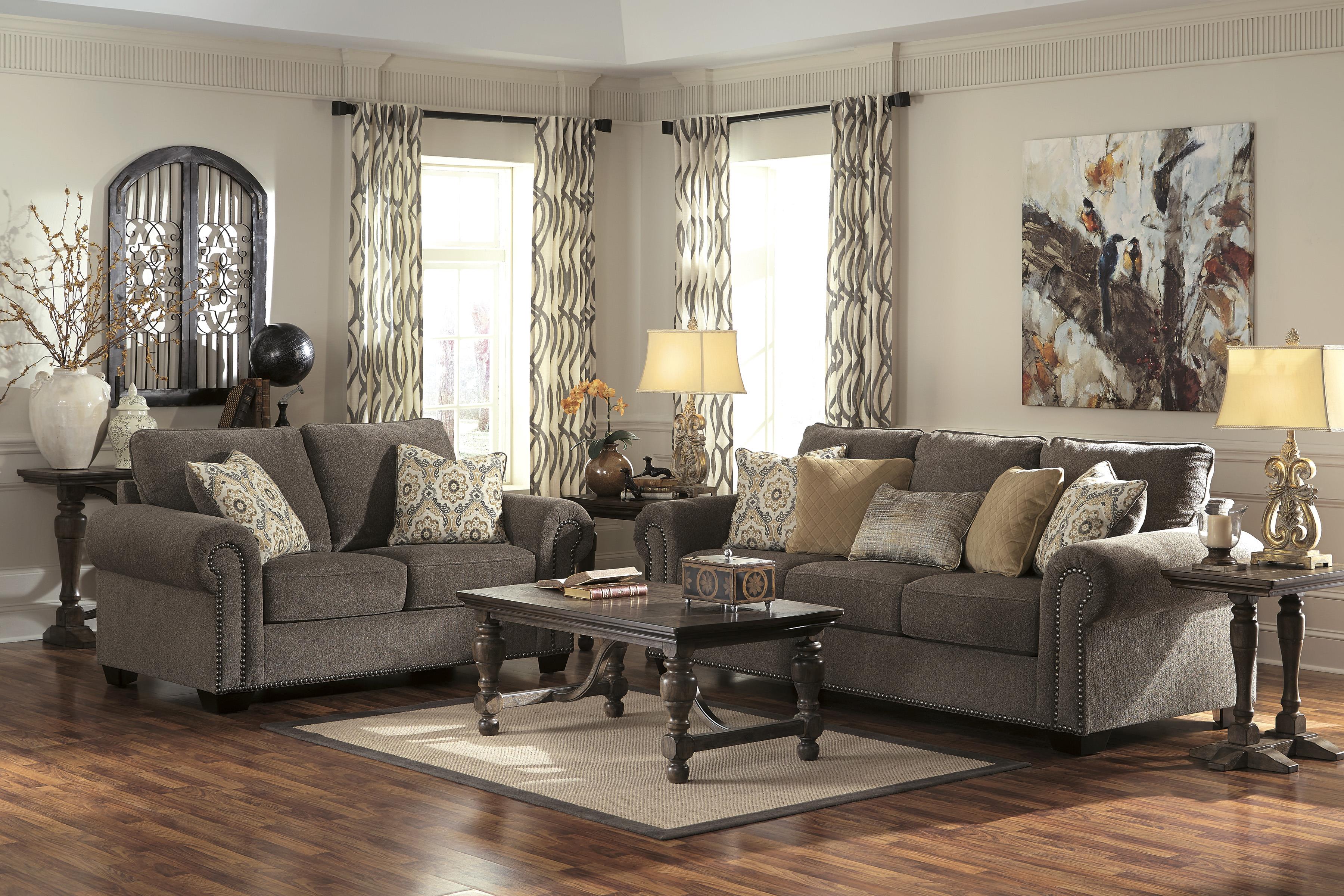 Benchcraft Emelen Transitional Sofa with Nailhead Trim & Coil Seating