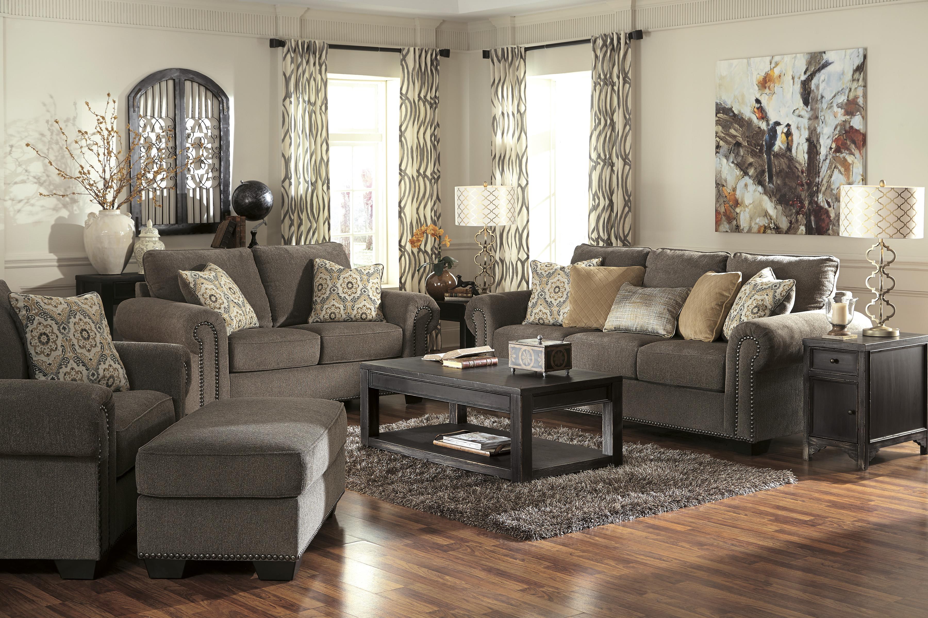 Benchcraft Emelen Transitional Sofa with Nailhead Trim & Coil Seating