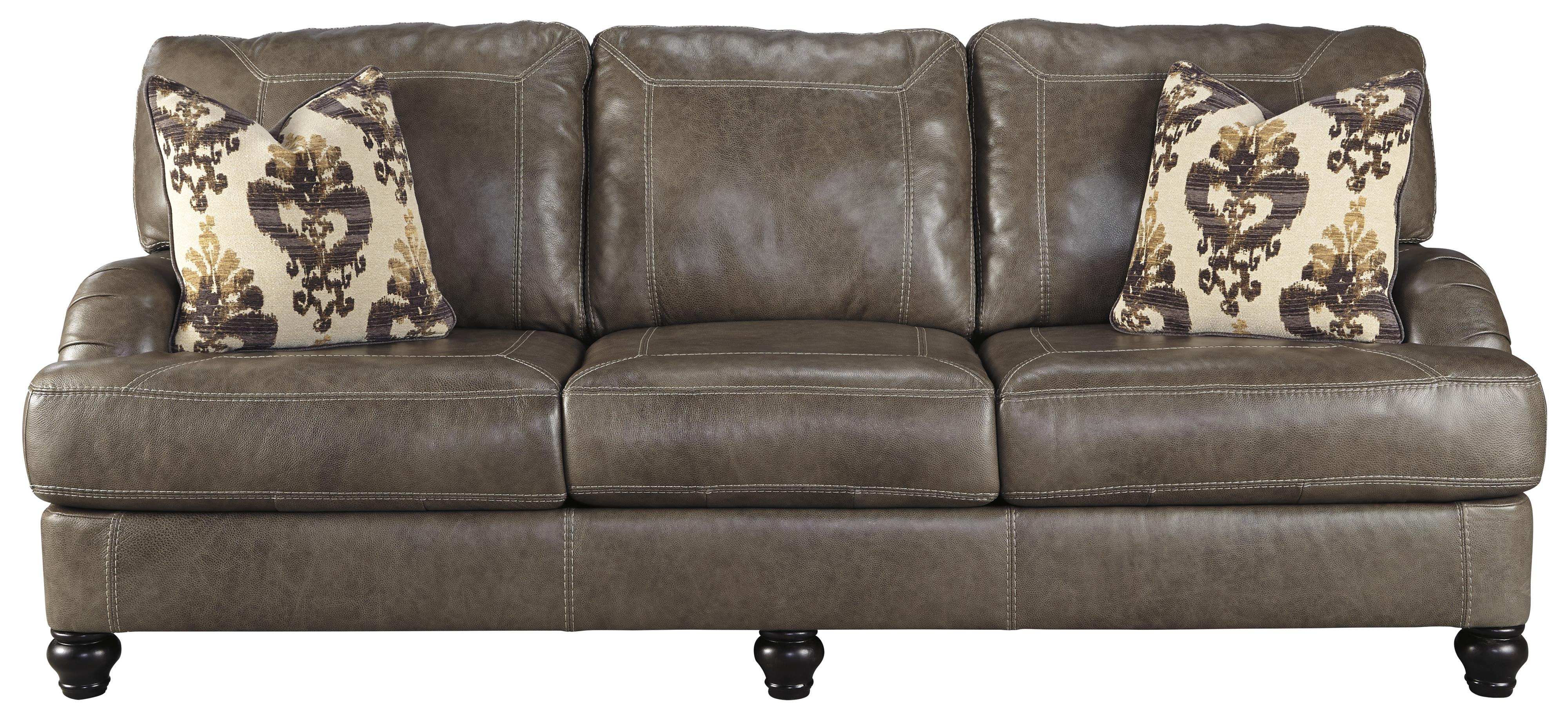 Benchcraft Kannerdy Leather Match Queen Sofa Sleeper with English Arms