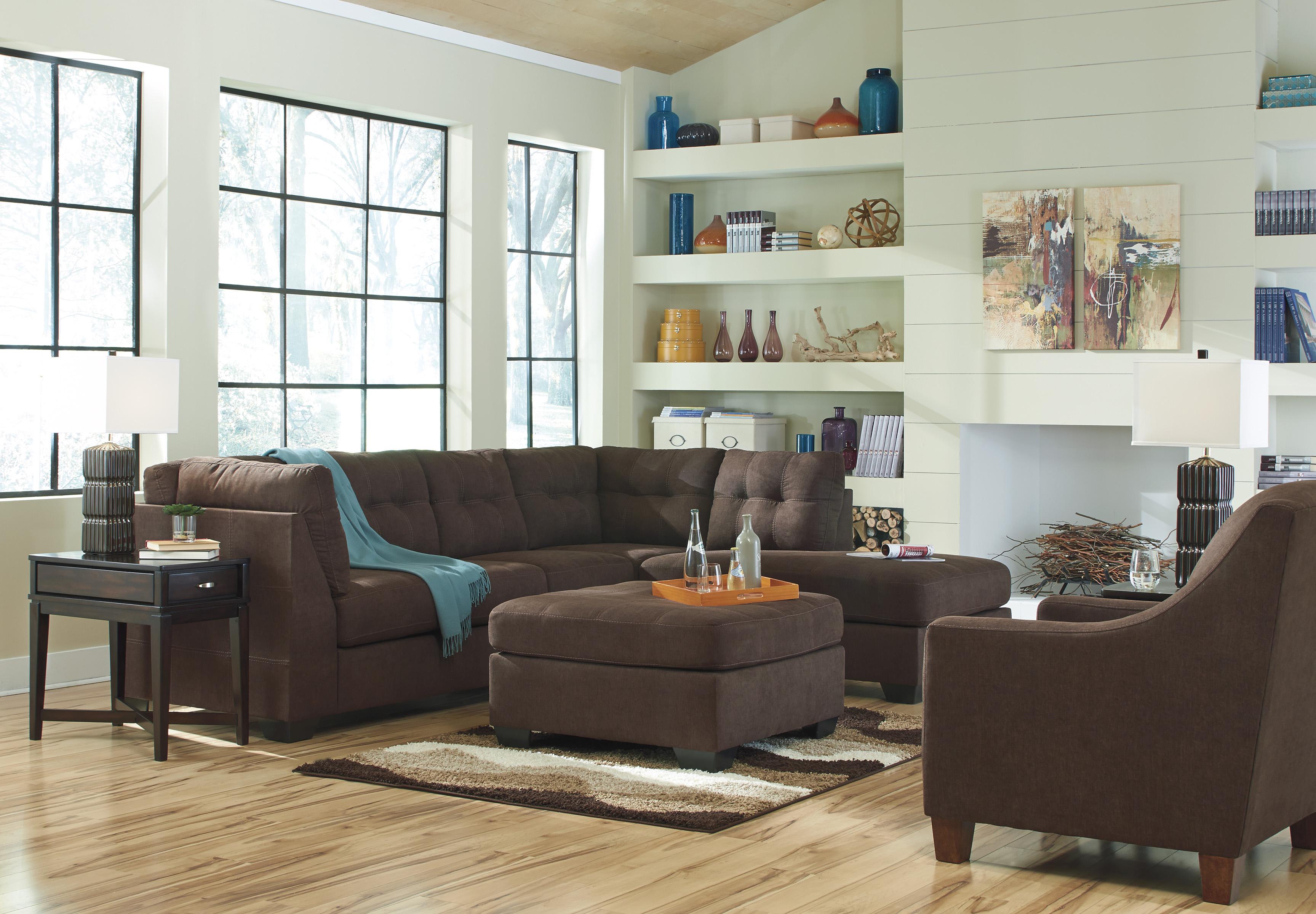 Benchcraft Maier Walnut 2Piece Sectional w/ Sleeper Sofa & Right