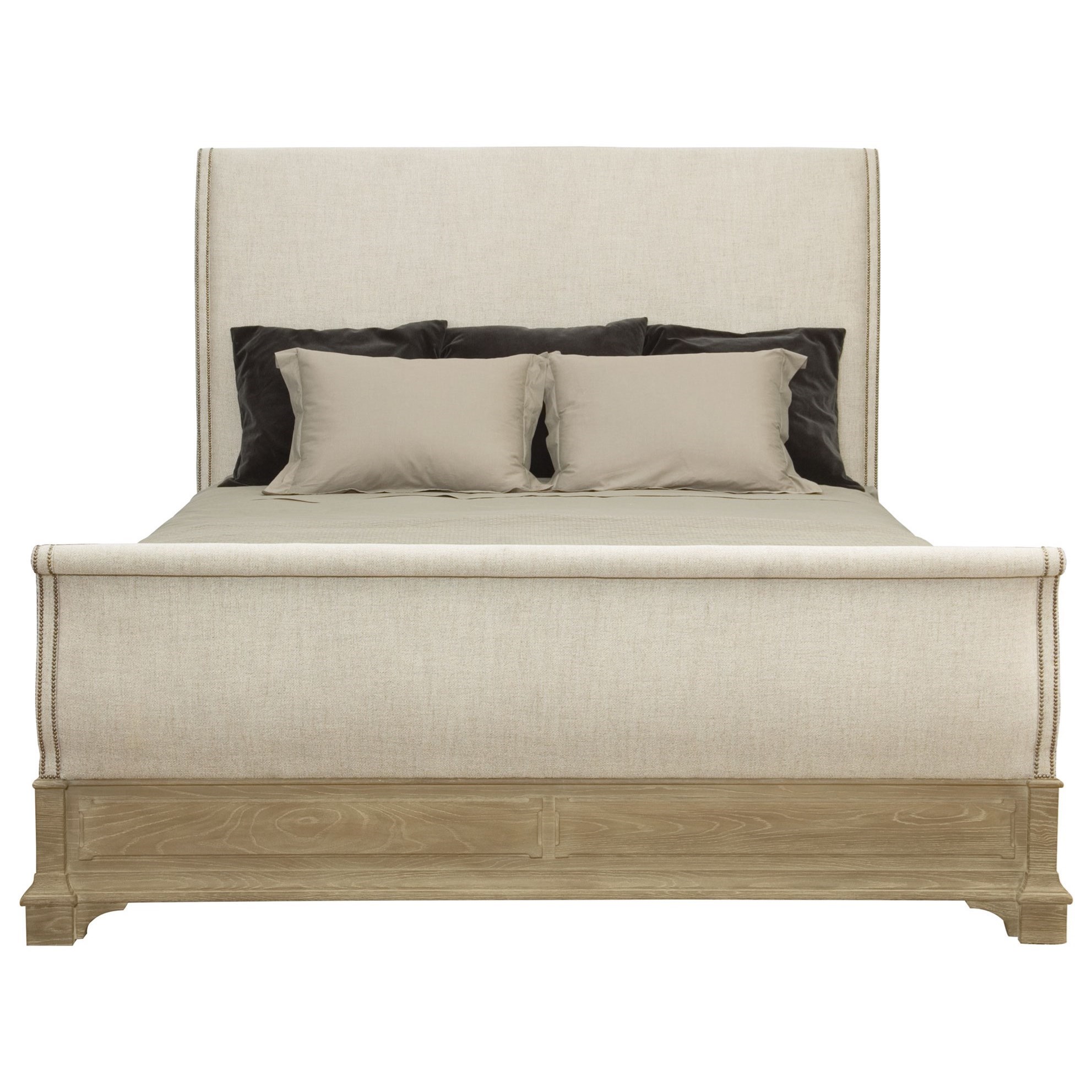 Bernhardt Antiquarian King Upholstered Sleigh Bed with Nailhead