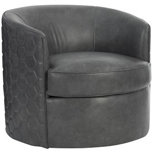 Bernhardt Corbin Leather Barrel Swivel Chair With Quilted Back Belfort Furniture Upholstered Chairs